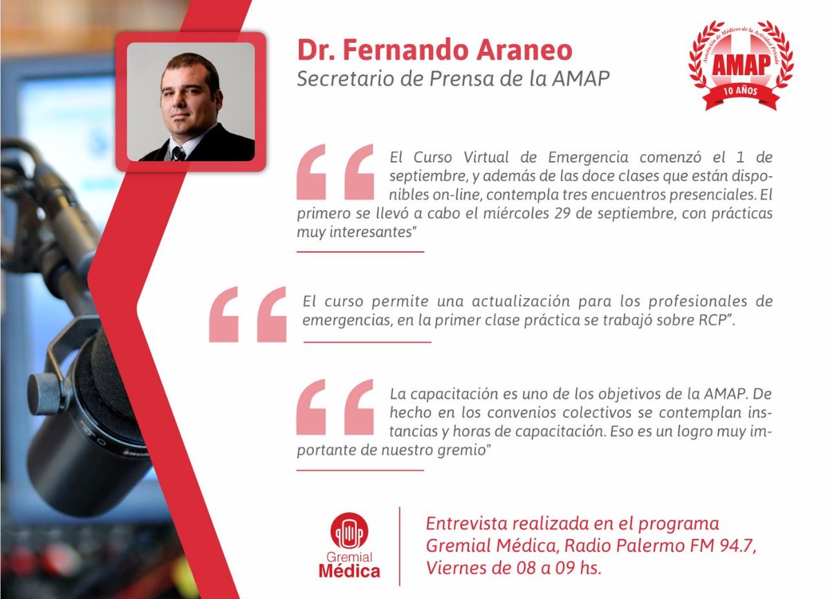 SindicatoAMAP's tweet photo. Te compartimos los destacados de #GremialMedica del sábado 30
#RadioAMAP #ÚltimasNoticias #Medicina
¡Escuchalo acá!
https://t.co/EMdHqs3DwI https://t.co/meUVB7n9V8