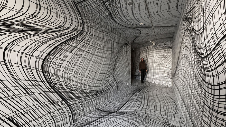 Vertigo inducing rooms by Austrian artist Peter Kolger. Optical illusions a- go-go.