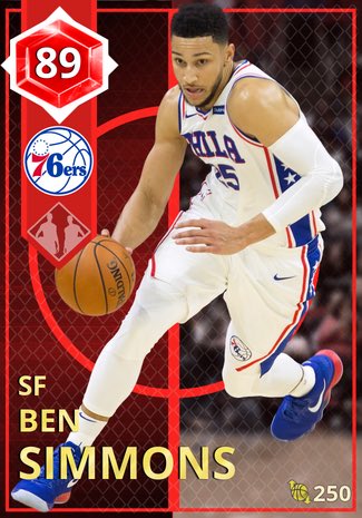 NBA2KCustomCard's tweet image. [CUSTOM - CARD]
— Ben Simmons — 
SMALL FORWARD
 RUBY - 89 OVERALL
(76ERS, #25)

(COURT-VISION, CURRENT, DYNAMIC DUO COMPATIBLE)

(CAP:250)