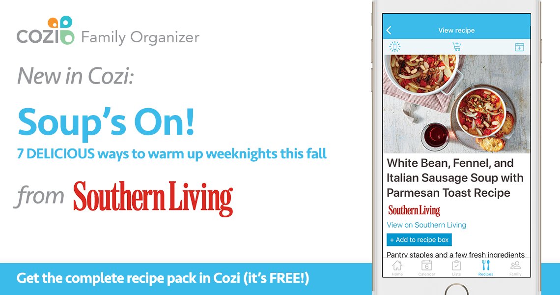 DawnCraftCottag's tweet photo. New in @CoziFamily app - 7 delicious soups from the latest issue of @Southern_Living #promotion - https://t.co/Mpqt54YnGn https://t.co/6upSe9OANN