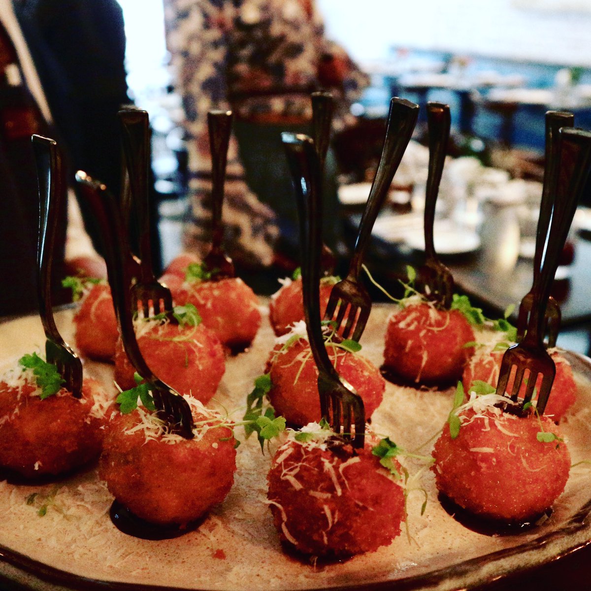 Croquetas with rice, cauliflower and quince purée #nyceats #cocinaargentina