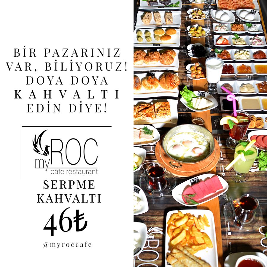myroccafe's tweet photo. Pazar sabahını geçiştirmeyin, geniş geniş kahvaltı edin diye... :)
#myroc #cafe #restaurant #kahvaltı #breakfeast https://t.co/Kn179JciC0