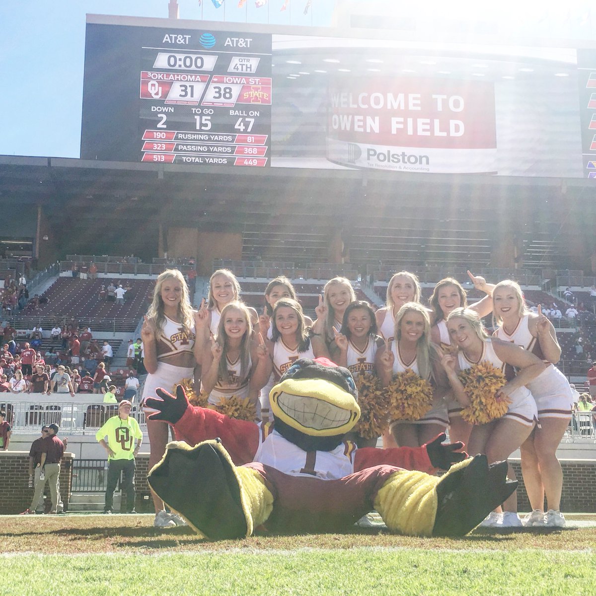 CycloneCheer's tweet photo. When @CycloneFB gets a HUGE win on the road! ❤️💛 #CycloneCheer #LoyalForeverTrue https://t.co/P9jZe2TK3X