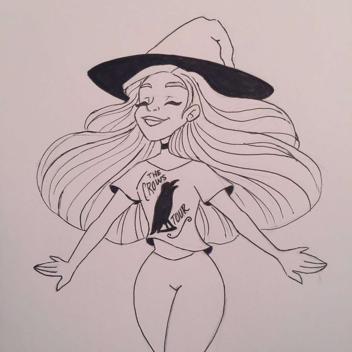 _ashyelizabeth's tweet photo. Estelle was able to take a break and see her favorite band, the #crows , in concert. #day6 #inktober #inktober2017 #illustrationoftheday https://t.co/I5xGOBiNRT