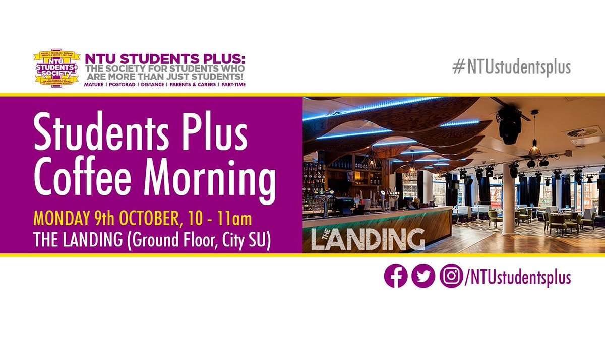 Come for a cuppa at our coffee morning Monday at The Landing (City SU) from 10-11am - join us at facebook.com/groups/NTUstud… for full details!