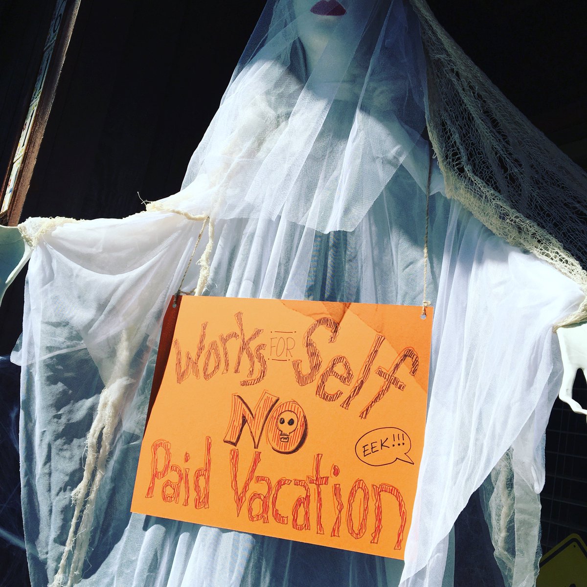 UnearthedComics's tweet photo. My spookiest Halloween decoration. So scary!!! Eeek! 
#Halloween #decorations #comiclife https://t.co/PK0MqAdh08