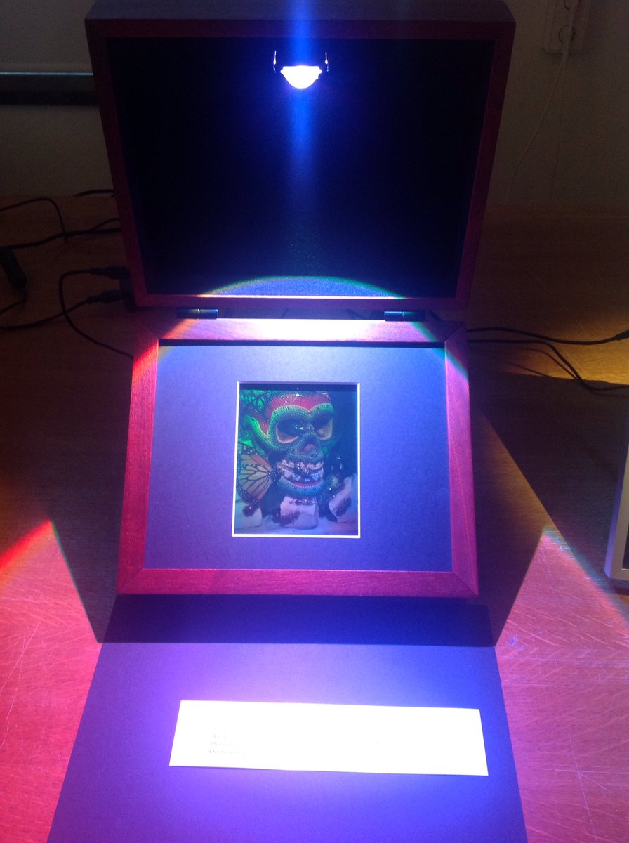 Holography expo at TU Delft Science Center Lippmann holograms in true colour of a Huichol skull by Tijn van Heerden