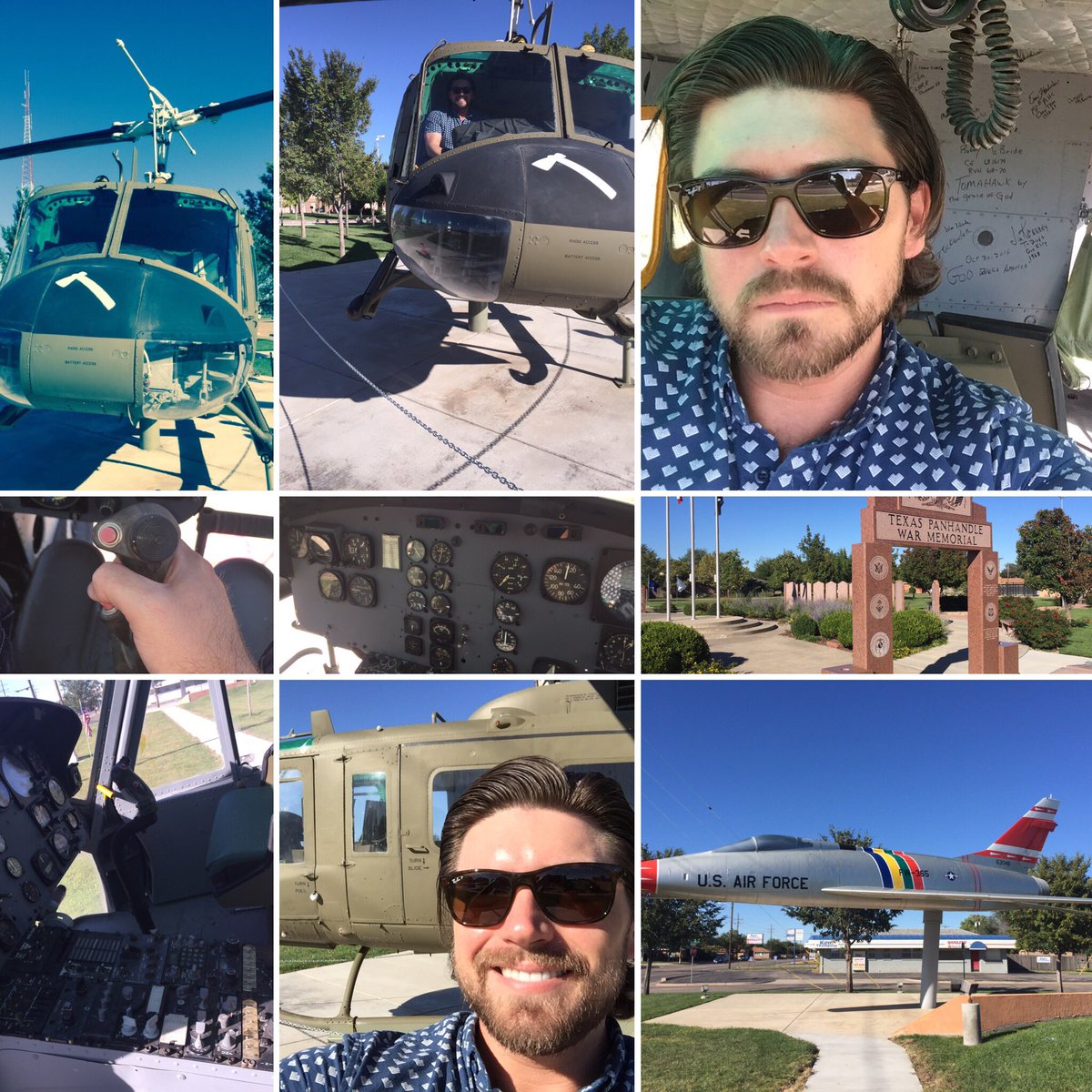 DavidPershall's tweet photo. In the cockpit of a Huey Army Helicopter at the Texas Panhandle War Memorial #fighterpilot #warmachine #preshowfun #panhandleWarMemorial https://t.co/BYVOQINFSf