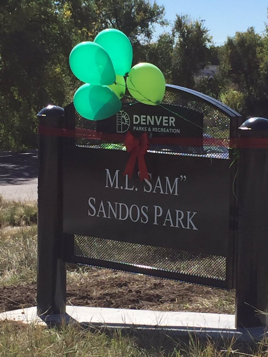 TheannSandos's tweet photo. A beautiful day to celebrate the dedication of Sam Sandos park! #Denverisgood #fam https://t.co/gdxDyYOlJv