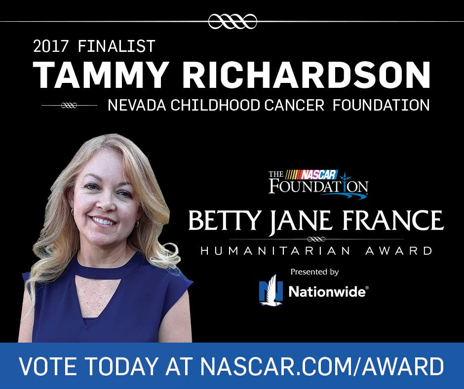 MsportsGoGold's tweet image. Vote 4 Tammy Richardson daily = 100K #forthekids @NVCCF 
Video: youtube.com/watch?time_con… Vote @ NASCAR.com/Award daily until Nov. 29th