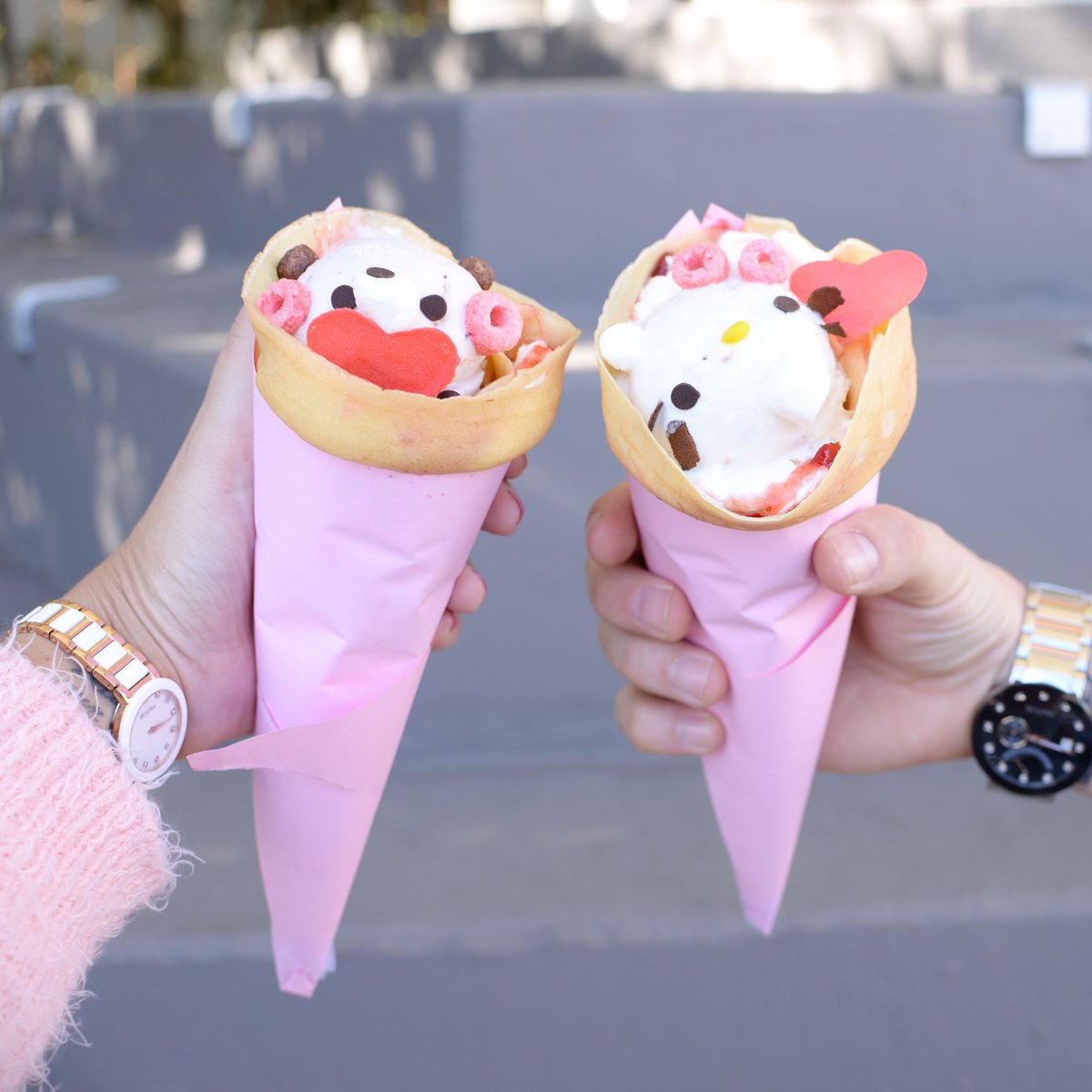 Rocking our new matching <a href="/Bulova/">Bulova</a> watches in San Fran and eating the cutest crepes ever