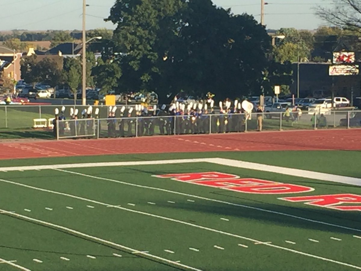 Marching Crusaders waiting to take the field at the Dutchmen Field Show.  #Heelan#Heelanstudentsection#Heelanpride