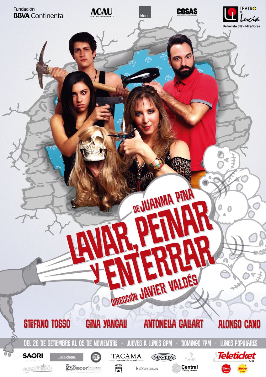 HOY 8pm. La #comedia #LavarPeinarYEnterrar de #JuanmaPina Dir. #JavierValdés
<a href="/fundacionbbvape/">Fundación BBVA Perú</a> <a href="/SaoriPeru/">Saori Lavanderias</a> <a href="/casaideaspe/">Casa & Ideas Perú</a> <a href="/blauproduccion/">Blau Producciones</a>