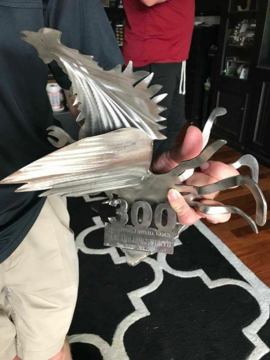 theUSC's tweet image. I want to thank Kyle & Holly Rogers for presenting me with 300th consecutive @GamecockFb game plaque/trophy to commemorate this special day!