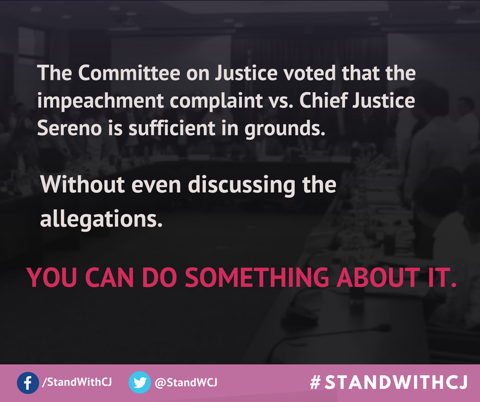 StandWCJ's tweet photo. If you are upset abt the railroading of the impeachment of CJSereno,it only takes a few mins to do something abt it: https://t.co/bhaIz9TSxd https://t.co/JxZkZrhzzJ