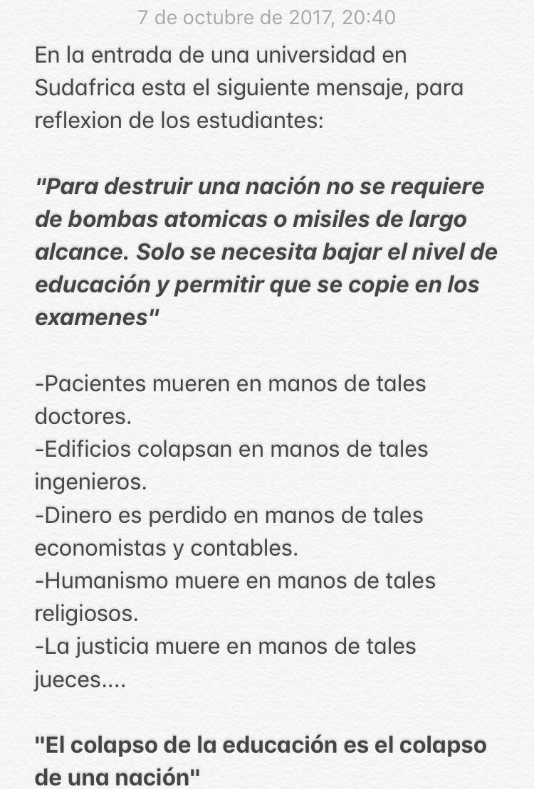 soy_comensal's tweet photo. Una de las verdades más contundentes que he leído, no dejemos de estudiar nunca.

via un grupo de Whatsapp https://t.co/4GLUerdX7h