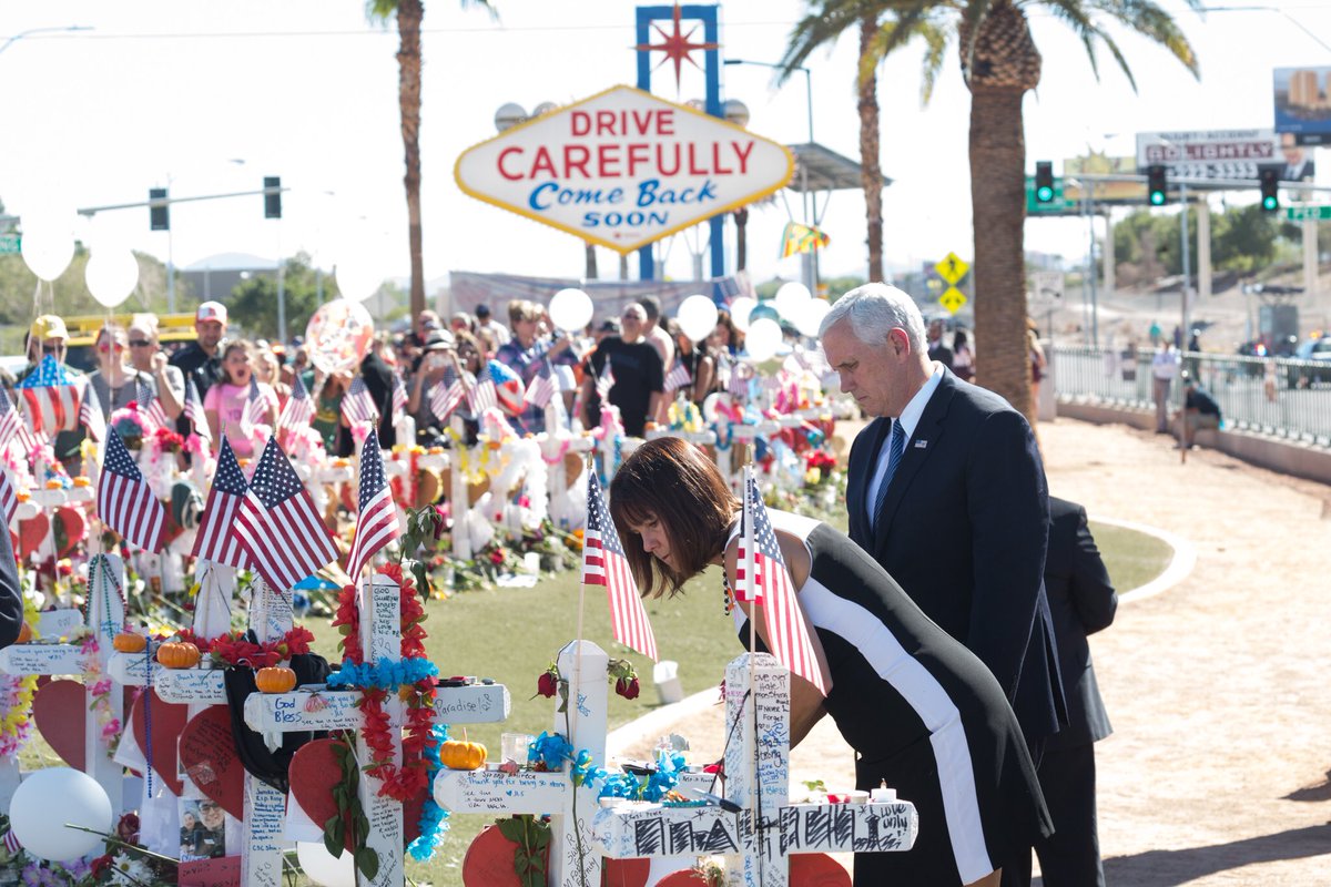VP45's tweet photo. Thank you Las Vegas for organizing the City Wide Unity Prayer Walk. On behalf of @POTUS we pray for strength, comfort &amp; healing #VegasStrong https://t.co/PIhEyXuTlq
