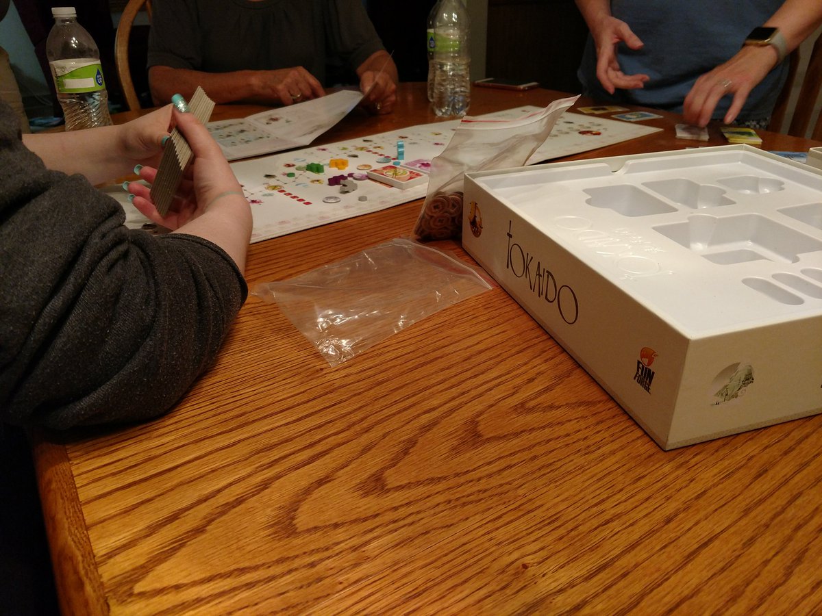 bibliotecaron's tweet photo. Put away technologies for the night and enjoying some new board games #tokaido #mysterium #SushiGo https://t.co/o8E4M9G4Ps