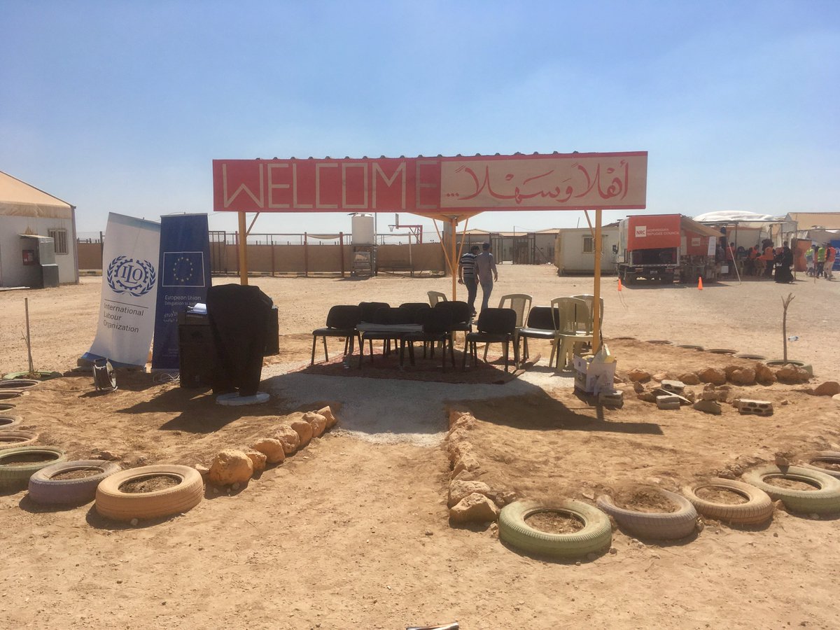 NGO_JEN_MEast's tweet photo. The first job fair was held @ZaatariCamp last week. Many @Refugees job seekers visited booths of various companies &amp; registered themselves. https://t.co/JXRWVY2S5y