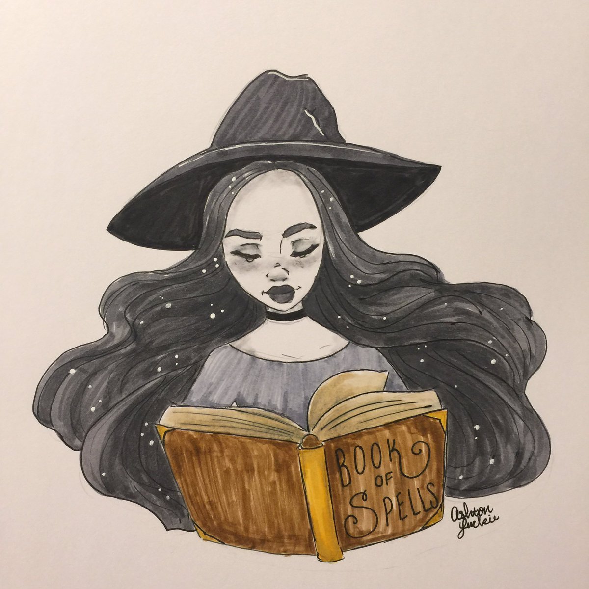 _ashyelizabeth's tweet photo. Estelle has her first big #spells exam on Monday. Study, study, study. 📚 #day7 #inktober #inktober2017 #illustrationoftheday #illustration https://t.co/BlMkJmmFXo