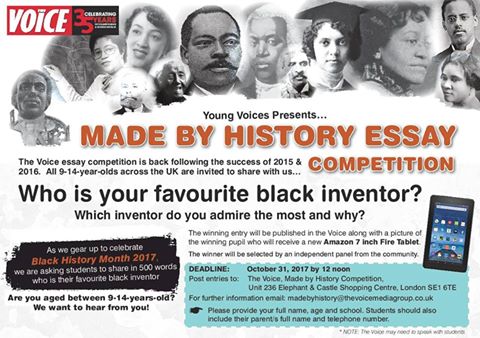 "Who is your favourite black inventor?" enter our Made By History essay-writing competition!  #BlackHistoryMonth