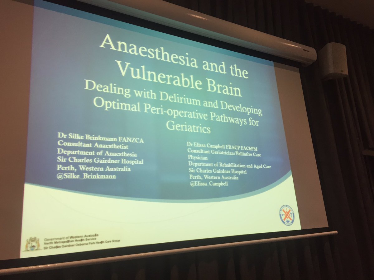 Thanks #ASA_NSC2017 for the opportunity to discuss post-op #delirium with anaesthetists. Take home: We all see it &amp; all want to do better