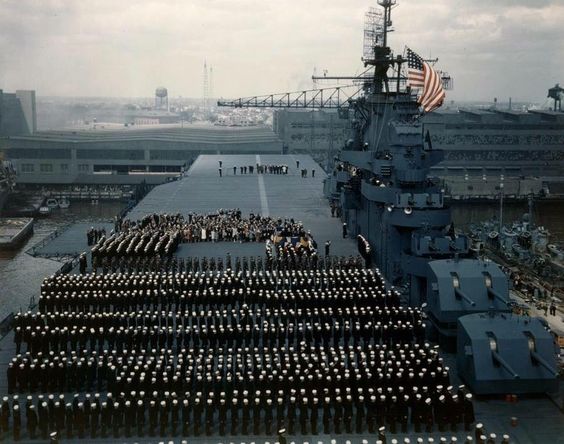 Commissioning ceremony, USS Yorktown at Norfolk Navy Yard. April 15, 1943
#squad
#randomhistory