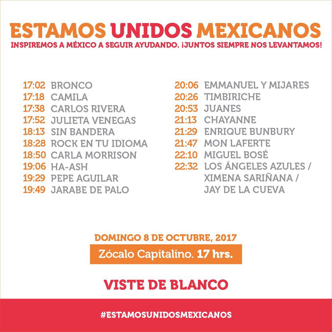 Rcaraacara's tweet photo. # Estamos Unidos Mexicanos.
#Zócalo. #Listadehorariosytalento
#8oct2017 https://t.co/dS3Ts0WsEN