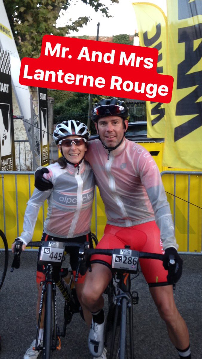 Haute_Route's tweet photo. Mr. and Mrs Lanterne Rouge ready to ride together #hauteroute https://t.co/osI90kxi9R