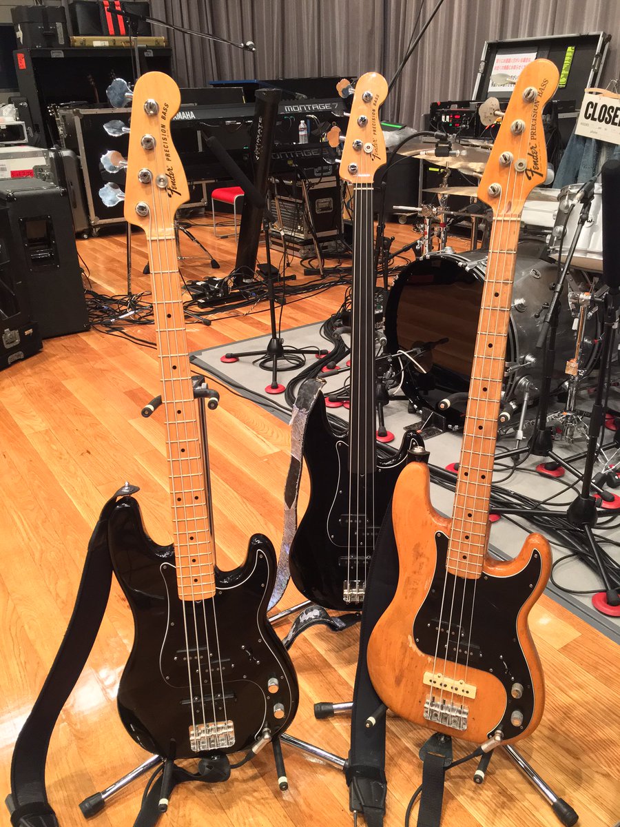 FretlessMonster's tweet photo. 3 of a Perfect Pair. 😜 Rehearsals underway with Eikichi Yazawa in Tokyo Japan. @Fender https://t.co/CDw0AYqEyZ