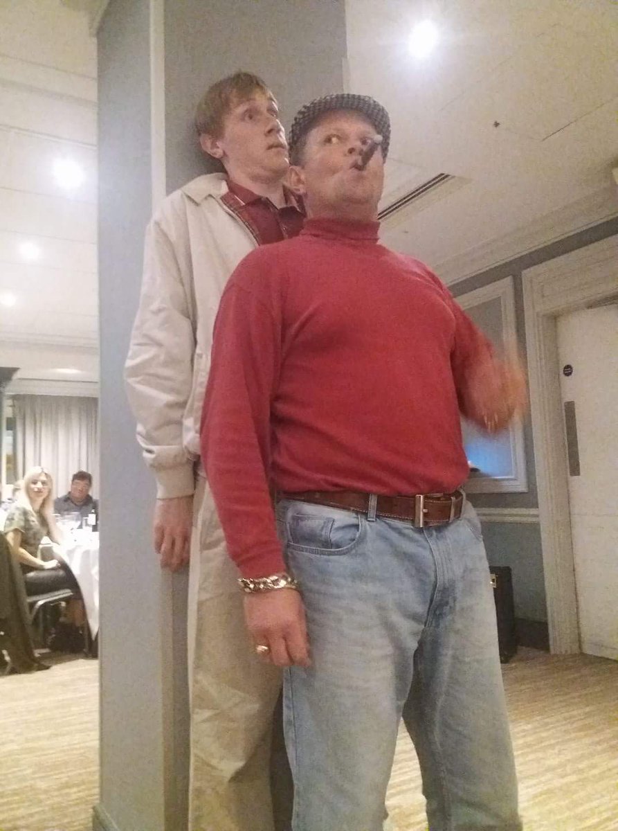 joshuaplummeruk's tweet photo. Hide, Rodders! Good fun last night. Always a pleasure. @jurysbrighton @ComedyDining @dampbadgermoon #Del #Rodney #OnlyFoolsAnd3Courses https://t.co/GSuDMvOF2U