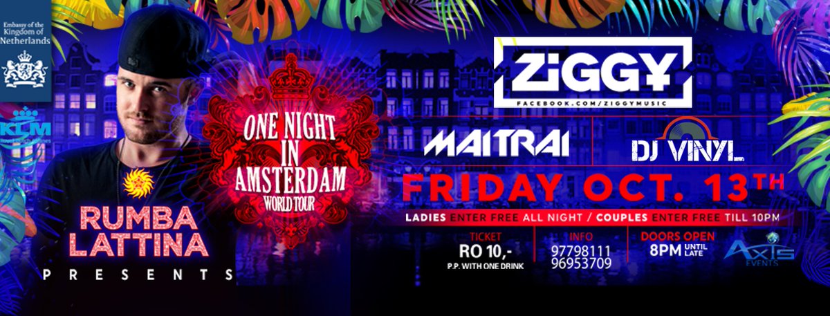 onenightinAMS's tweet photo. This Friday we're back in Oman! Join us at Rumba Latina w/ @ziggymusic! https://t.co/chGLOOZQYL