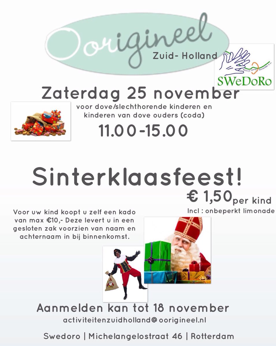 Sinterklaas komt eraan! Oorigineel viert dit op twee locaties! Geef je snel op!