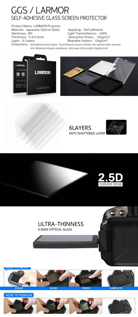 GGS_Foto's tweet image. One picture tells you what's the LARMOR Screen Protector of GGS. #LARMOR #CameraScreenProtector