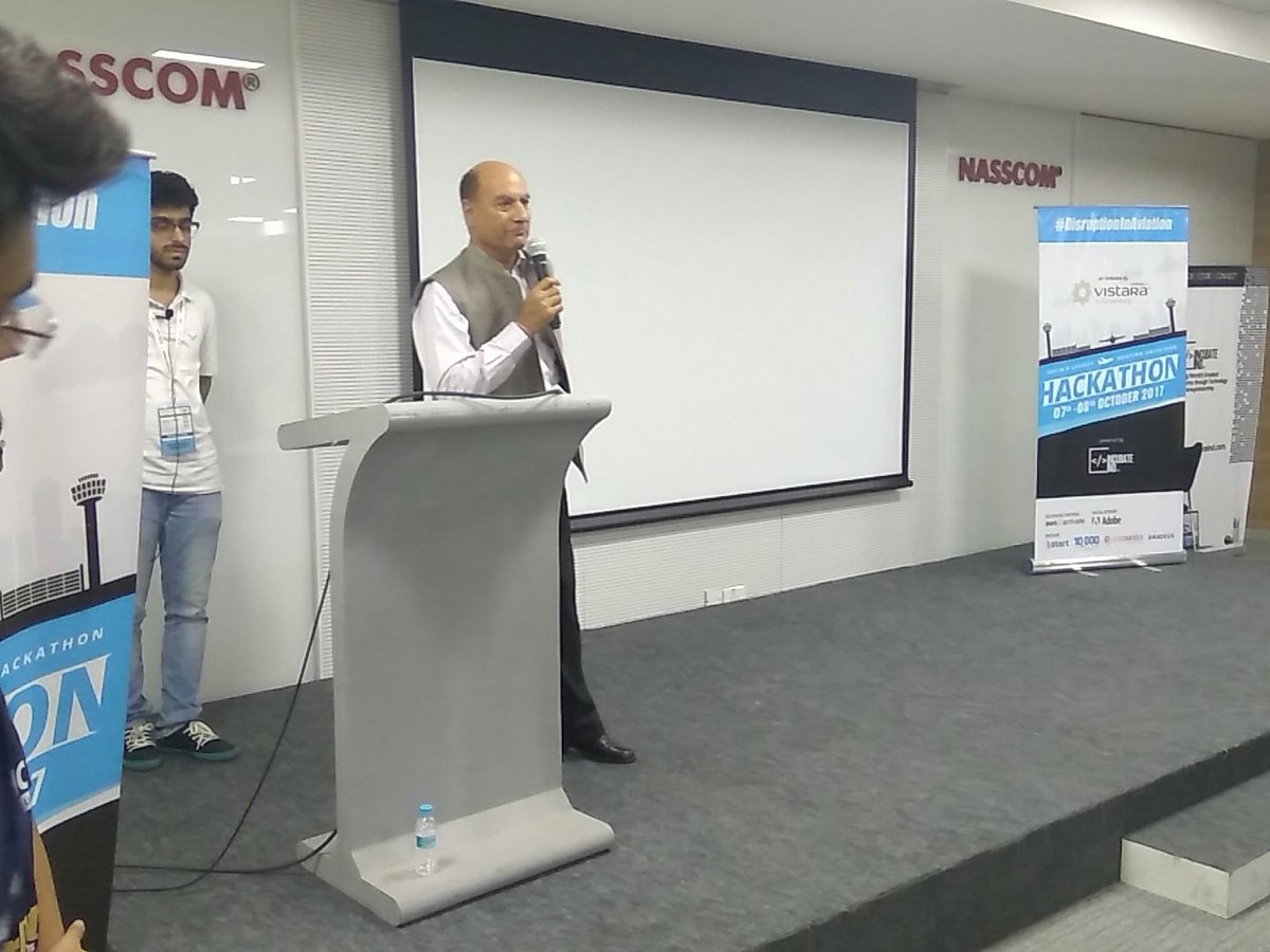 IncubateIND's tweet photo. Air Marshal LK Malhotra @VistaraHack giving some valuable insights. #DisruptionInAviation #DelhiHackathon #AviationHackathon https://t.co/gB6V1BQ0bL