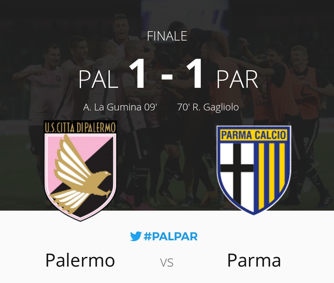 Waktu Penuh: 

Palermo 1-1 Parma
[La Gumina 9' | 70' Gagliolo]

#PALPAR #PalermoParma