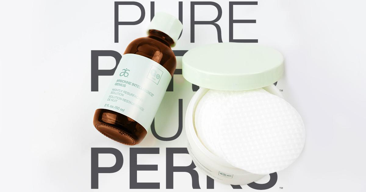 arbonne's tweet photo. Be smart. Get your Pure Perks™ and save 25% off bestselling Genius Nightly Resurfacing Pads &amp; Solution! #Arbonne https://t.co/erCfqtmGWX https://t.co/6ZwMnYflaR