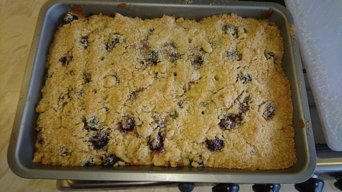 Fresh from the oven... Blackberry and apple tray bake
