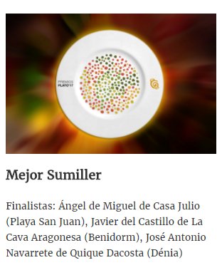 PremiosPlato's tweet photo. Finalistas del Premio Plato 2017 al Mejor Sumiller

#premiosplato2017 https://t.co/O6wnoILFfj