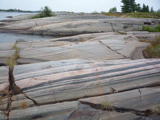 MicroEarthSci's tweet photo. Mylonitized (and one boudinaged) #TeamGneiss Georgian Bay, Ontario, Canada #rockcup https://t.co/WzSZauRQsJ
