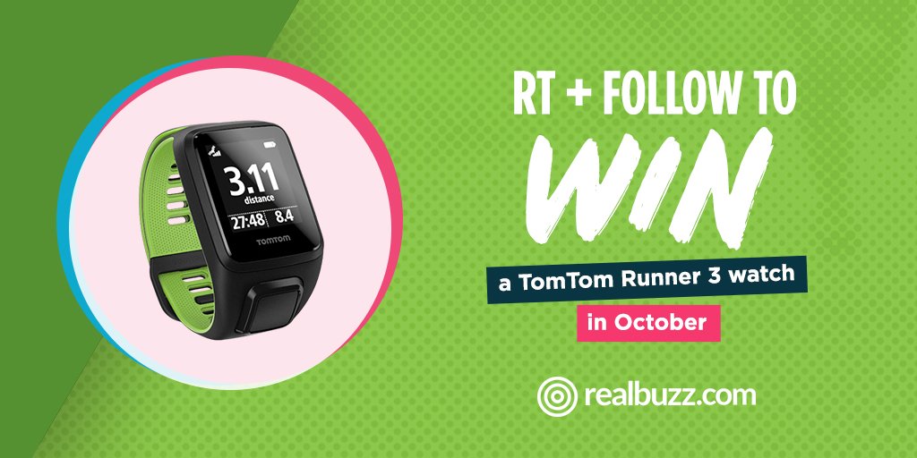 realbuzzcom's tweet photo. RT + Follow to WIN a TomTom Runner 3 Watch this month. Closing date 31st October 2017. Good luck! #realbuzzTomTom3OCT #win #competition https://t.co/dxnCpHPZ3k