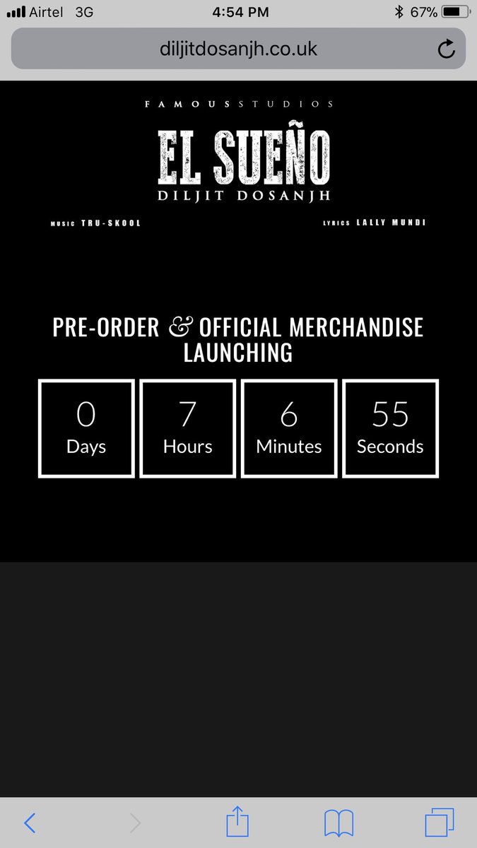 arsh011's tweet photo. and the countdown has begun😍😍 @diljitdosanjh #elsueno #preorderdate #merchandiselaunch #superhappy😊😊 #waheguru🙏🏻🙏🏻 https://t.co/6I1DhwV4WR