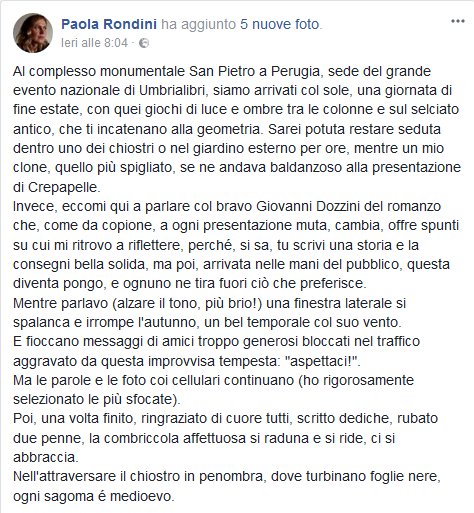 Crepapelle_Edo's tweet photo. Geometrie, cloni, luci, storie come pongo, affetto: Paola a #Umbrialibri

#Crepapelle #presentazione #libri https://t.co/GfxGIEVn0f
