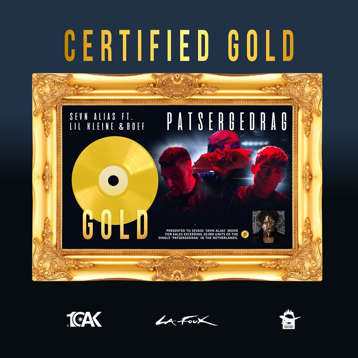 Na 9 dagen 📀GOUD📀 gaan? Dat is #Patsergedrag! Big up <a href="/alias1oak/">Boudewijn T.A. Anker</a>, <a href="/boef072/">c</a>, <a href="/lilkleine/">Lil' Kleine</a> &amp; <a href="/shirak/">Shira Klein</a>. Congratz ❤️💯. #PICASSO is out now! 👨🏾‍🎨