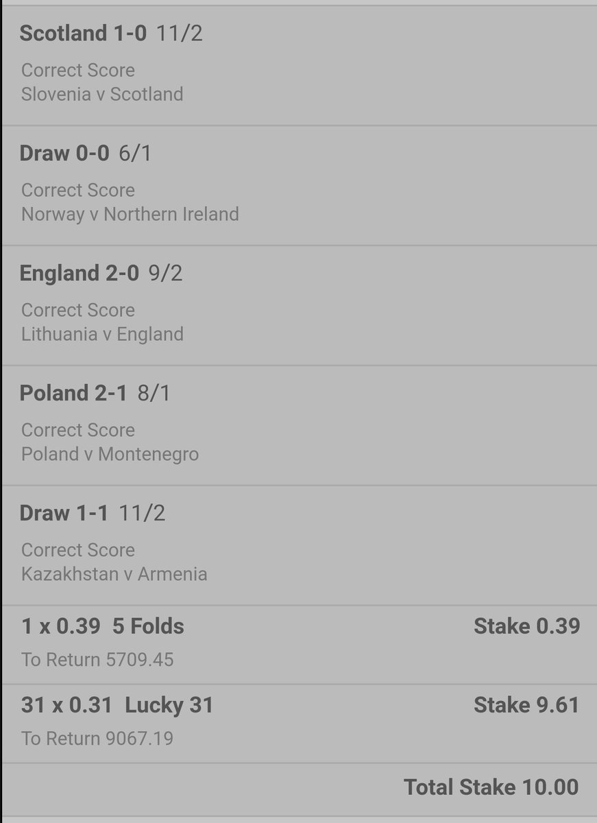 DailyBetDotTips's tweet photo. Giving the bookies back a tenner from yesterday's winnings to keep interest in today's International games 😉 https://t.co/JQaDsE3qus