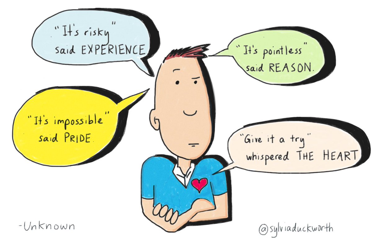 MindShiftKQED's tweet photo. Let the heart win! #sketchnote by @sylviaduckworth #edchat #eduleader #edadmin #cpchat #innovation https://t.co/1a93GTrxHC