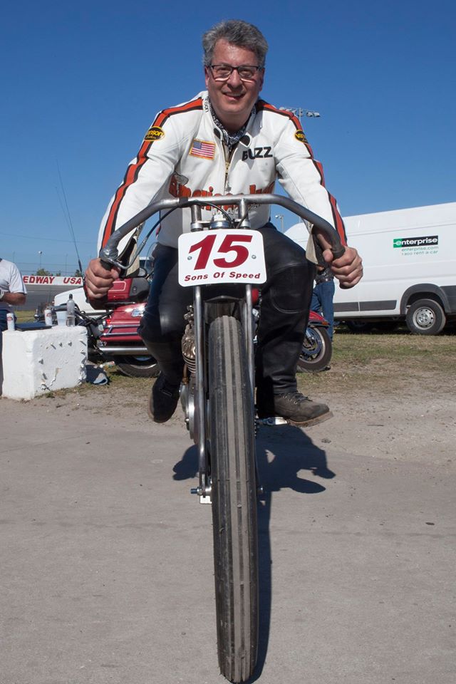 BuzzKanter's tweet photo. Join us for the #OldSpeedShow and #SonsofSpeed motorcycle events Saturday, October 21 at New Smyrna Speedway. See cool bikes and watch us race antique #boardtrackers https://t.co/qwi2fMb6KE