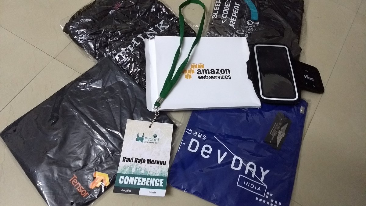 rrmerugu's tweet image. Apart from fantastic speakers, workshops & people .There are some interesting gifts and goodies from #PyConfHyd too. #python #pythonlove :)
