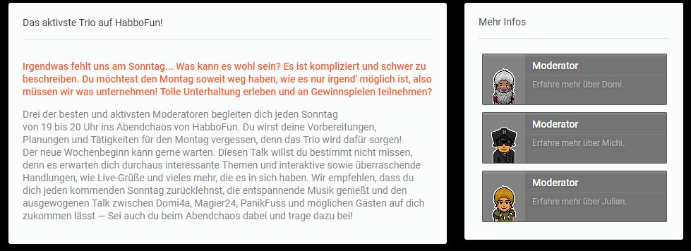 Endlich ist es offiziel! 🎉🎉
Ich werde mit @DomiGmbH und mit Panikfuss meine eigene Stammsendung bei <a href="/HabboFun/">HabboFun Radio</a> haben! 
Jeden Sonntag 19 Uhr 🤩