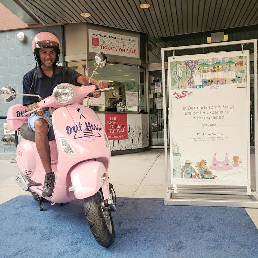 Sun, sea, and pink sand. Check out <a href="/Bermuda/">Bermuda</a>'s cool scooter at <a href="/svatheatre/">SVA Theatre</a>. #GoToBermuda